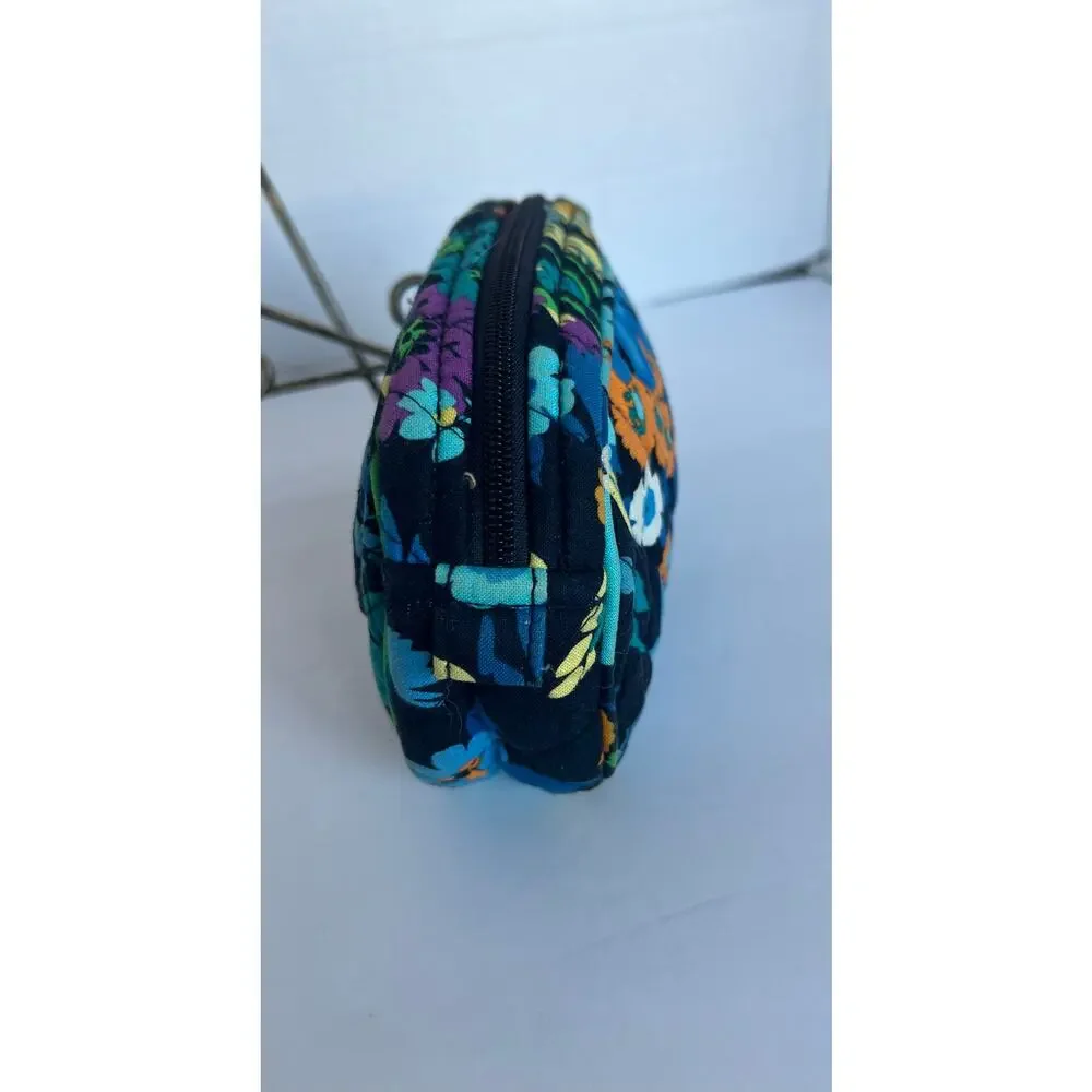 Vera Bradley Midnight‎ Blue Floral Makeup Cosmetic Travel Bag w/ Mirror Pocket
